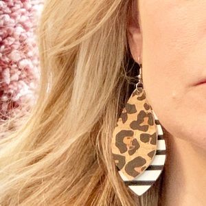 Striped and Leopard Print Earrings